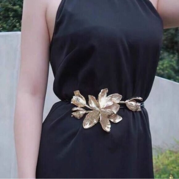 Gold Floral belt Q341 main image 6